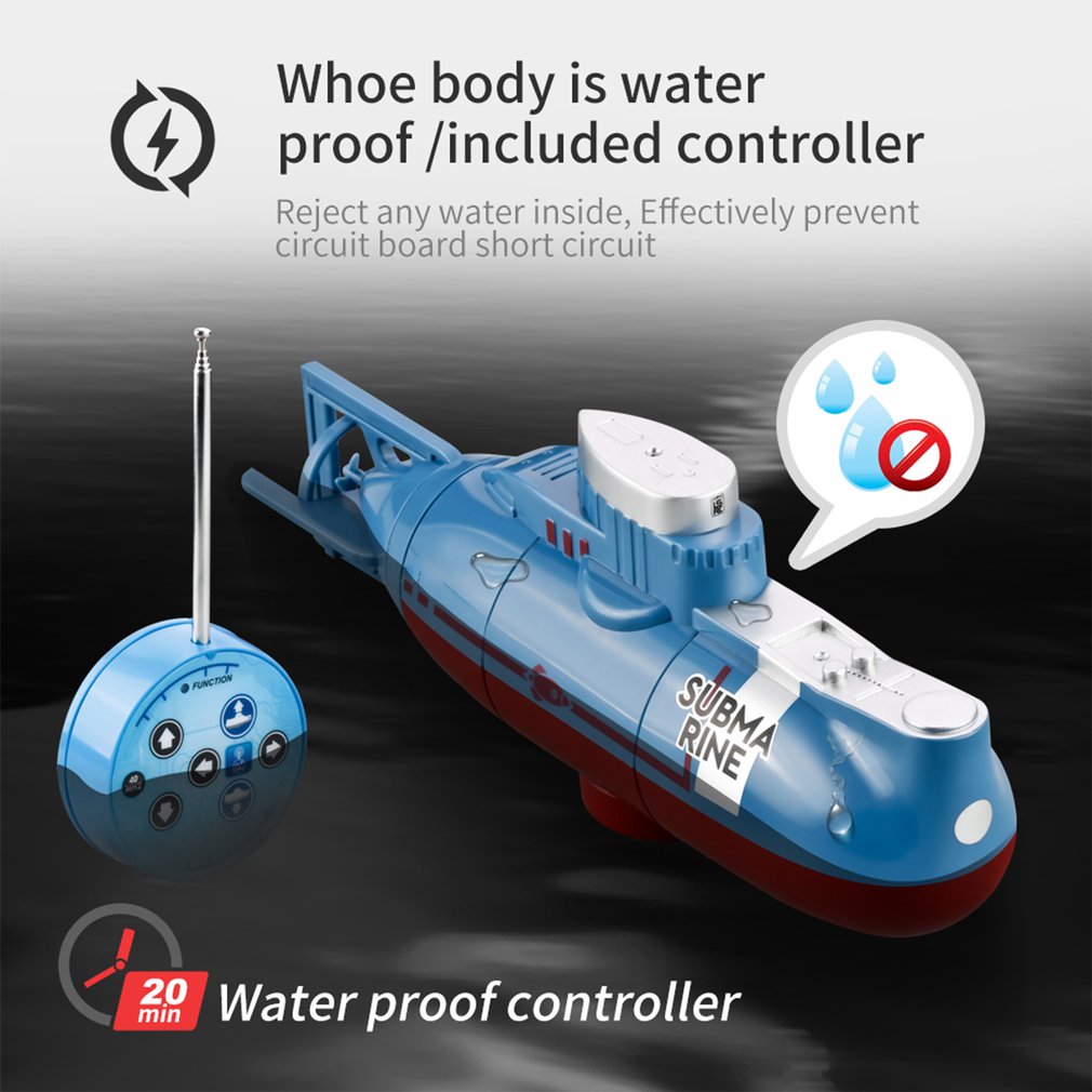 미니 RC 잠수함 0.1 메터/초 속도 원격 제어 보트 방수 다이빙 장난감 시뮬레이션 모델 선물 소년 소녀 새해 선물